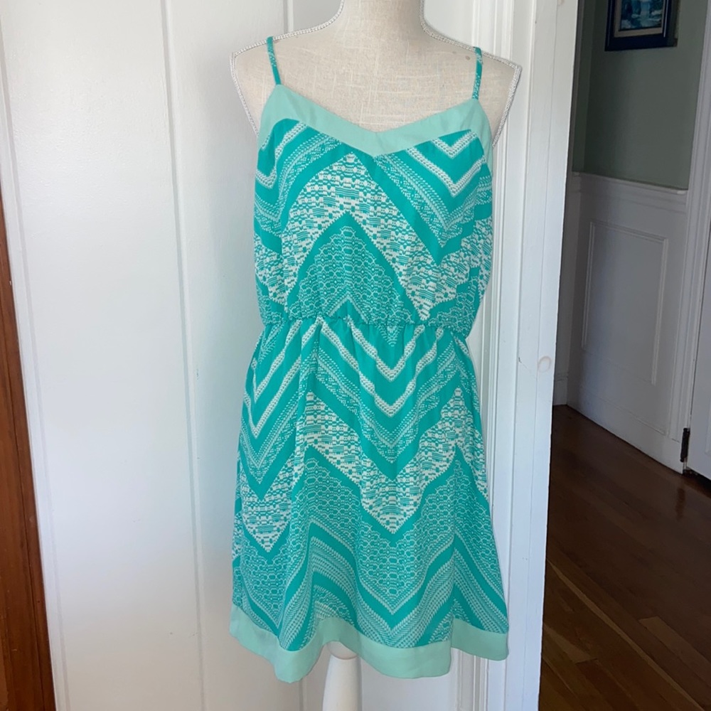 | Teal Chevron Dress | Charming Charlie | Sz Lg |